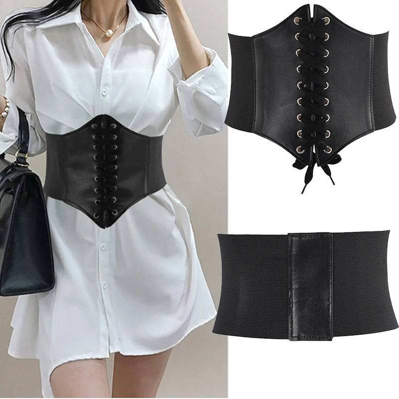 Women's Sexy Body Shapewear Wide Leather Belt Cummerbunds Strap Belts High Waist Slimming Corsets and Bustiers Women's Corset