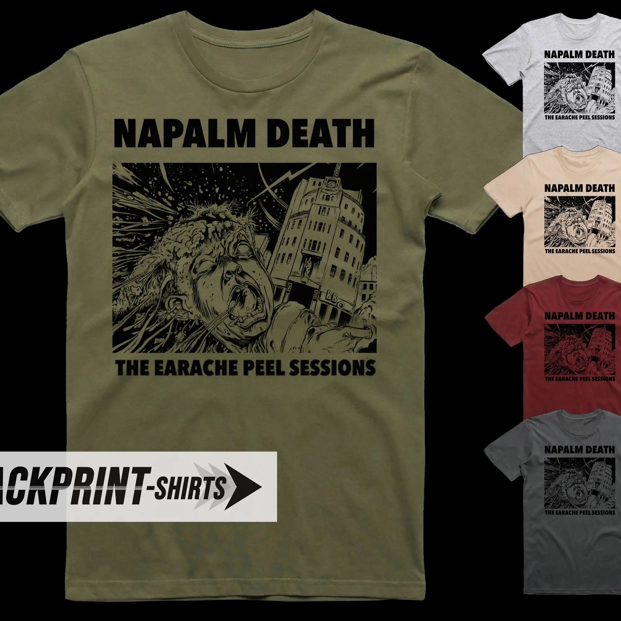 Napalm Death The Earche Peel Session T Shirt Cotone Uomo Tutte Le Taglie S 5Xl 18 Colori Band Poster Album Cover