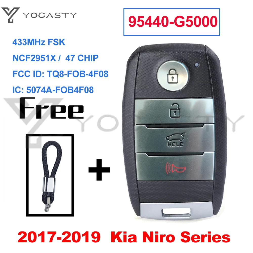 Yocasty Muslimless Keyless Smart Car Key 433Mhz Ncf2951X 47 Chip Per 2017 2018 2019 Kia Kia Niro Lx Ex S Touring Hybrid