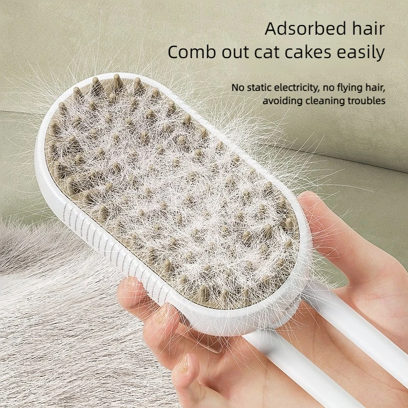 Dog And Cat Massage Brush Hair Removal Beauty Steam Comb 3-In-1 Electric Spray Grooming Anti-Splashing Pet Supplies
