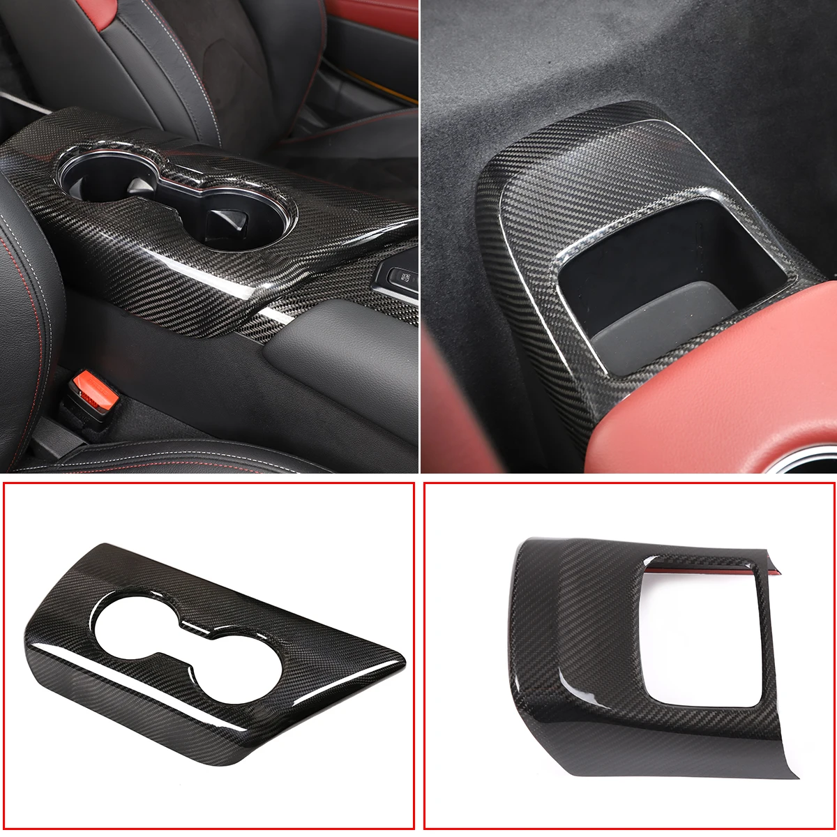 

For Toyota GR Supra A90 2019-2022 Real Carbon Fiber Car Central Control Armrest Box Storage Cover Trim Sticker Car Accessories