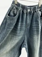 Plus Size 5XL 140kg Autumn Women Jeans Elastic Wasit Ankle Length Jeans Woman Solid Color Big size Jeans Oversized Women Clothes - Image 6