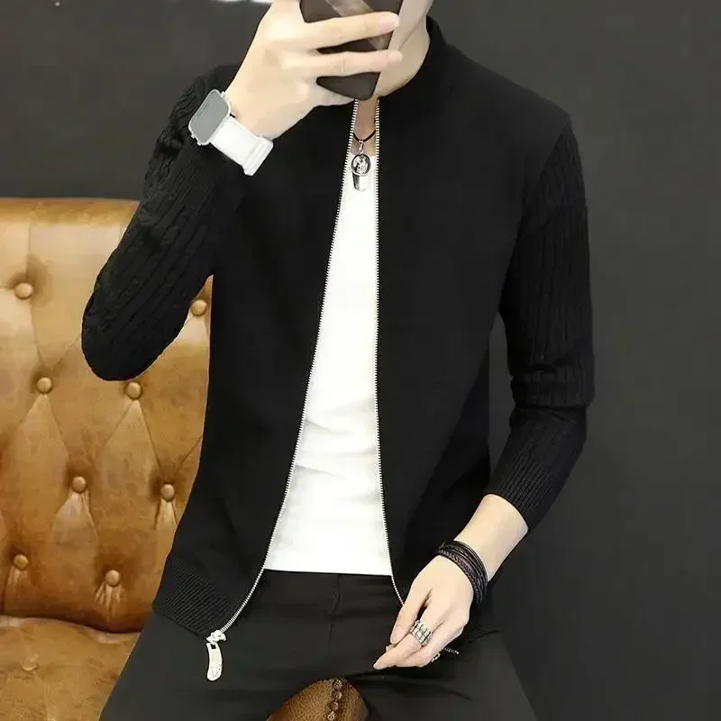 thumbnail image 1 of Suéter de punto para hombre, abrigo de color liso, ropa de hombre, cárdigan de negocios con bolsillos, chaqueta, réplica de alta calidad, nuevo en tops, 1 of 5