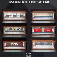 1:64 Scale Diorama Car Garage Model Assemble LED Lighting Car Parking Lot Backdrop Display Scene Model Toy Collection Gift 1