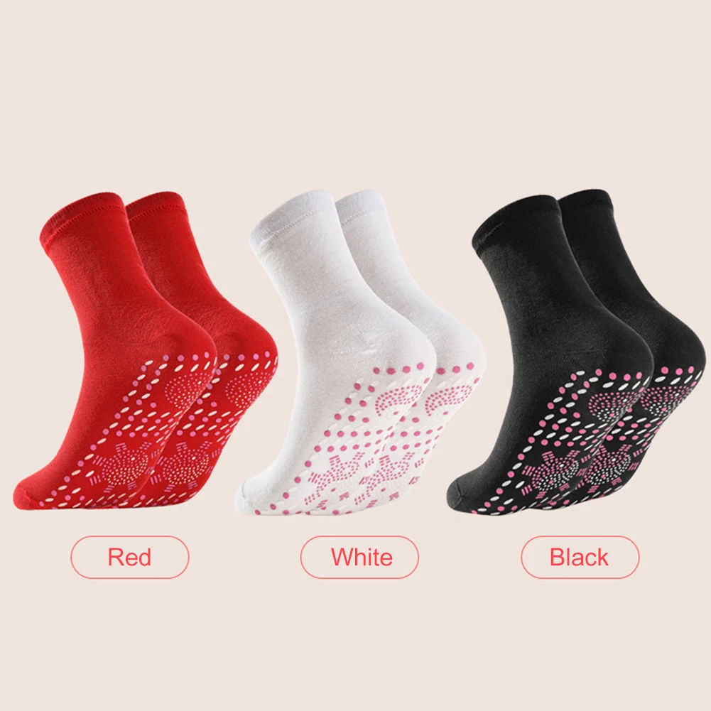 1pair Unisex Winter Warm Self-Heating Health Socks Pain Relief Outdoor Anti-Cold Therapy Magnetic Thermal Stockings Men/Women