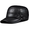 Winter Genuine Leather Cap Men's Flat Caps  Military Hat Elegant Man Baseball Cap British Vintage Cowhide Ear Warm Hat 4