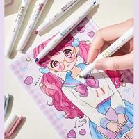 5 Colors Double Headed Highlighter Pen Set Fluorescent Drawing Markers Highlighters Pens Art Japanese Cute Pastel Stationery 2