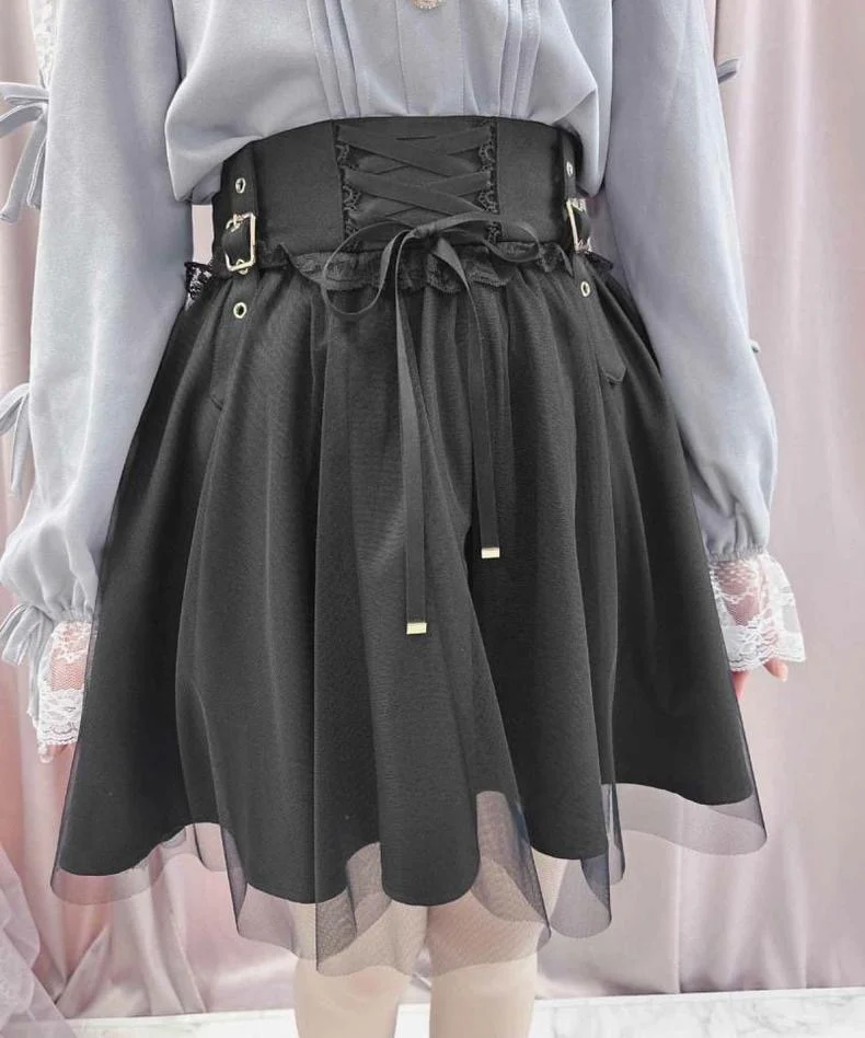 

Japanese Style Rojita Mine Series Mass Production Women's Casual Skirt Stitching High Waist Skirt Sweet Bow Lolita Short Skirt