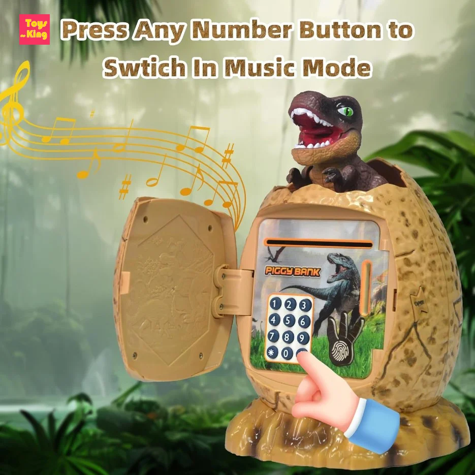 Dinosaur Egg Piggy Bank Password Music Lights Fingerprint Safe Coin Cash Electronic Saving Money Box Kids Toys Bank ATM Gift money saving box piggy bank coin deposit box