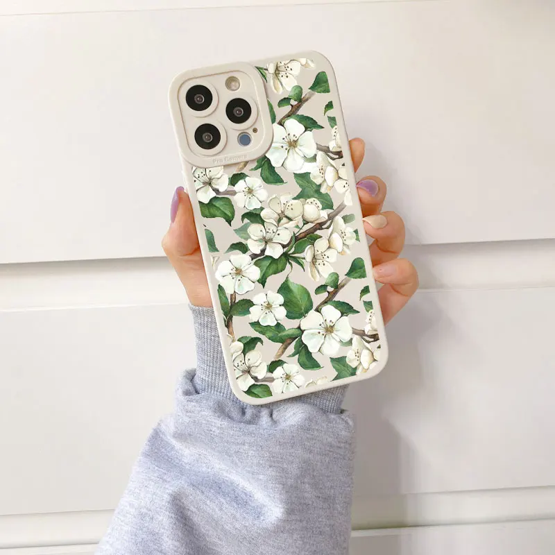 thumbnail image 1 of Retro Spring Bloom Flowers Phone Case For iPhone 11 7 8 Plus SE 2020 14Plus 12 13 Pro Max X XR XS Soft Silicone Back Cover Funda, 1 of 5