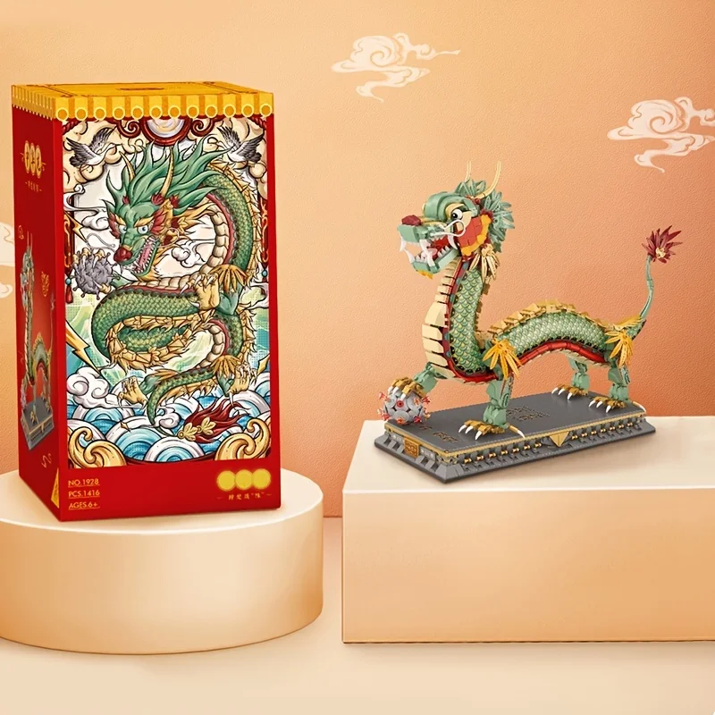

1416Pcs Chinese Dragon Block Chinese Style Animal Mini Building Blocks DIY Girl Assembling Puzzle Bricks Toys Christmas Gifts