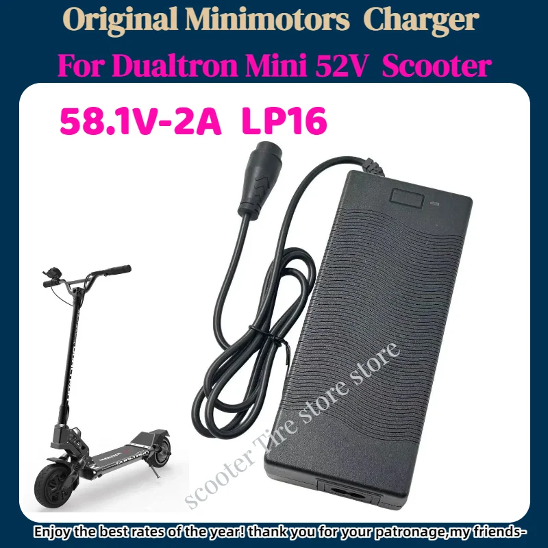 Mini cargador Dualtron Original de 58,1 V, 2A, nuevo conector baming LP16 para batería de patinete Mini de 52V (enchufe UE/AU/UK/EE. UU.
