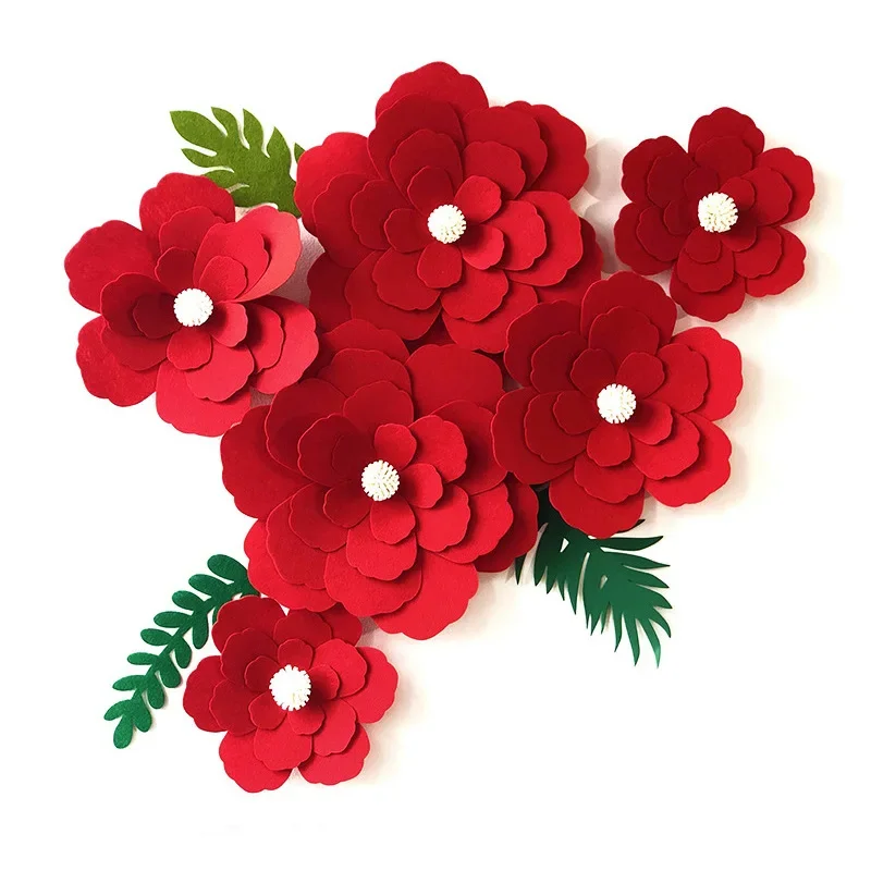 Chinese Wedding Decoration 3D Red Flower Happy Words Decor For Wedding Room Living Room TV Background Wall Party Supplies