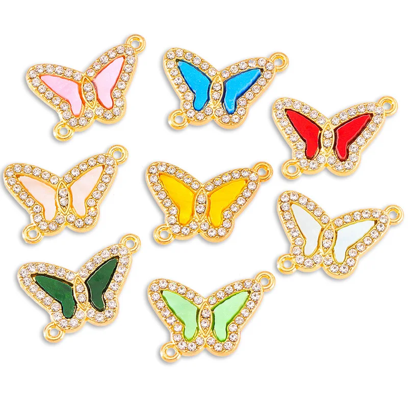 30pcs Enamel Colorful Cute Small Butterfly Alloy Charms For