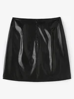 VONDA Plus Size 5XL Elegant Office Women Sexy Mini Skirts PU Leather Casual Solid Color Skirts 2025 Fashion Overskirt Bottoms - Image 4