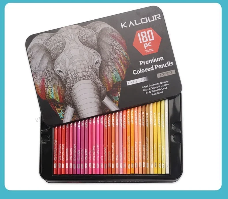 KALOUR 180 Farben Ölfarbstifte Einzigartige Farbstifte in Eisenbox Professionelles Zeichenstift-Set für Schulbedarf und Kunstbedarf. – Detail 14
