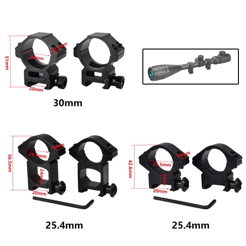 

Dia 25.4/30mm Scope Mounts for Riflescopes Telescope Tactical Flashlight 20mm Picatinny Weaver Rail Mount Hunting Accessories