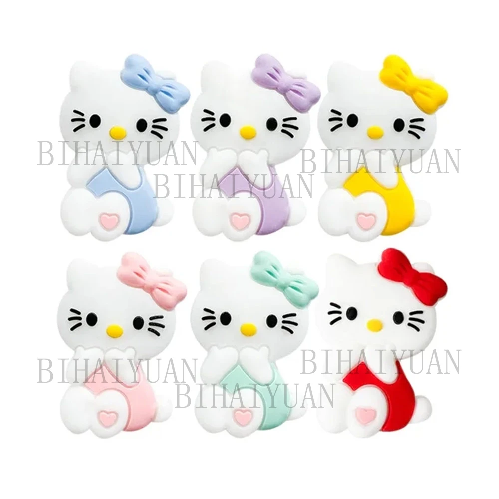 10pcsHelloKittyfocalSiliconeBeadsBPAFreeBabyTeethingBeadsDIYPacifierChain