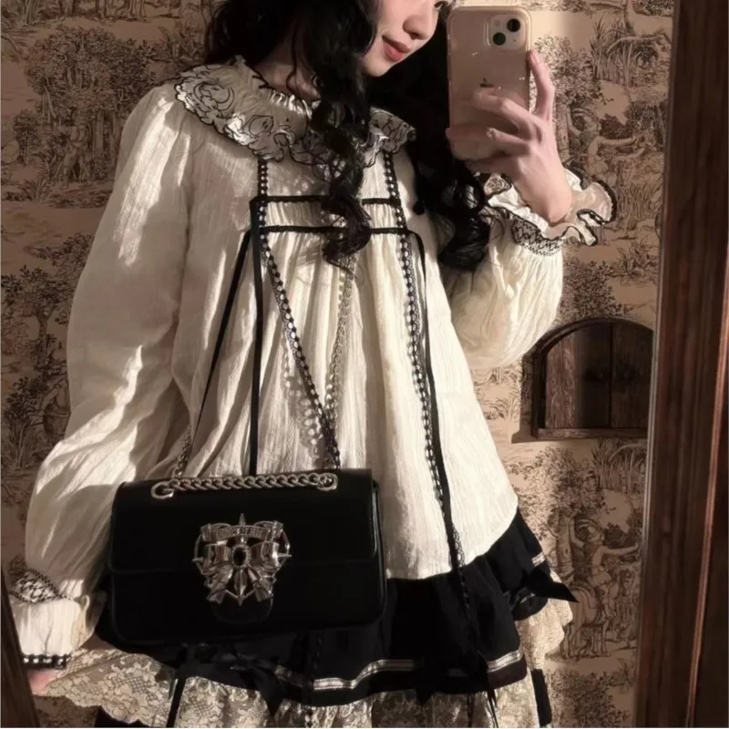 JIAERDI Sweet Bow Chain Handbag Women Square Leather Rhinestone Shoulder Bags Ladies Fashion High End Niche Crossbody Bag 2025