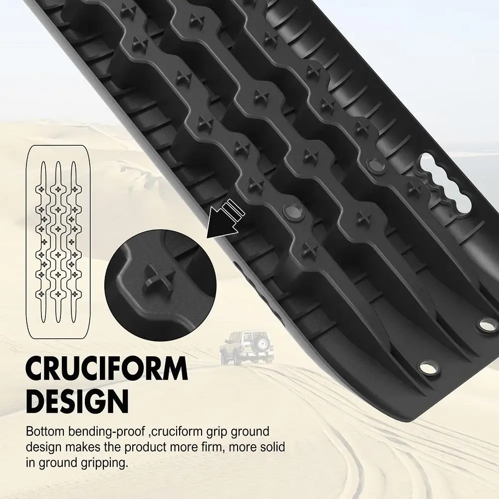 X-BULL Recovery Tracks Gen 2.0 10T Sand Mud Snow 2 Pairs Offroad 4WD for X4 2PC 91CM Black