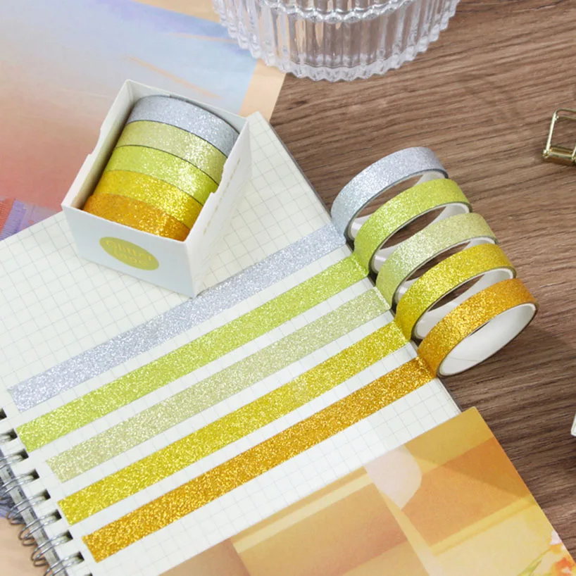 Washi Tape 5Rolls Glitter Set Scrapbooking Decorative Adhesive