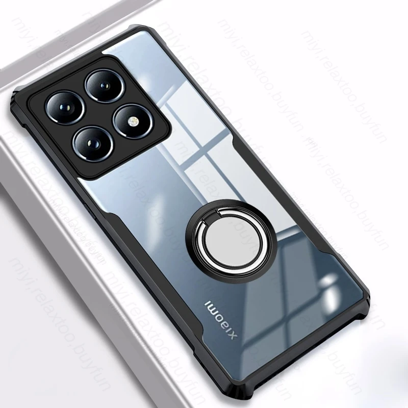 Transparent Acrylic Shockproof Case with Magnet Holder Ring