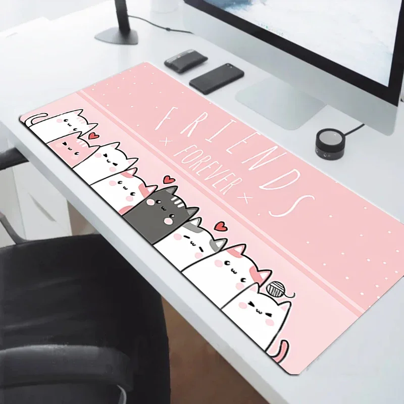 

Pink Cat Mousepad Gamer Keyboard Mat Xxl Gaming Mouse Pad 900x400 Desk Protector Pc Accessories Deskmat Computer Desks Mice Mats