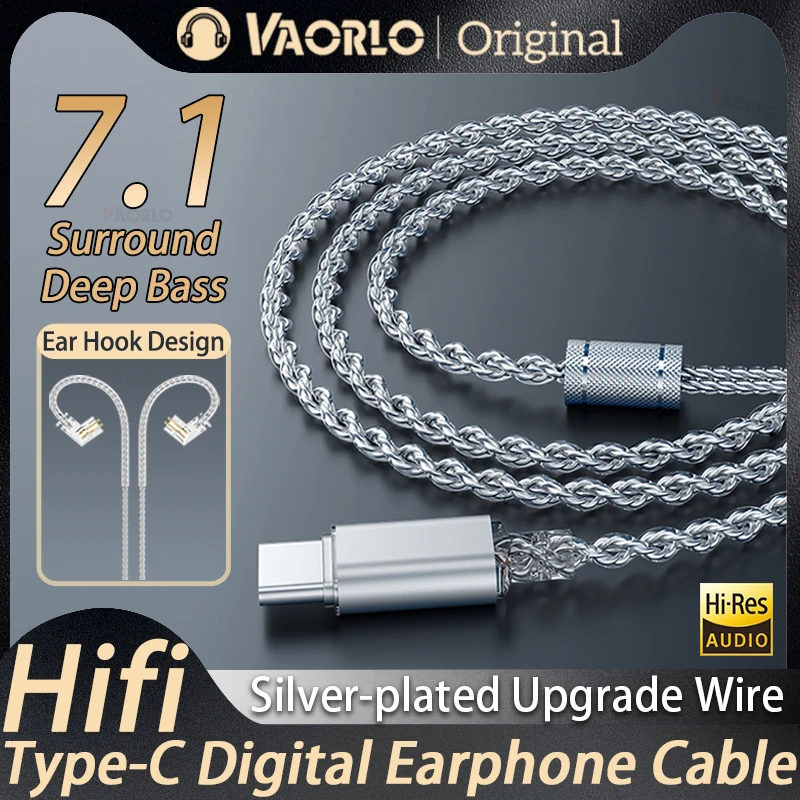 High-Fidelity Silver-Plated Earphone Cable with Microphone