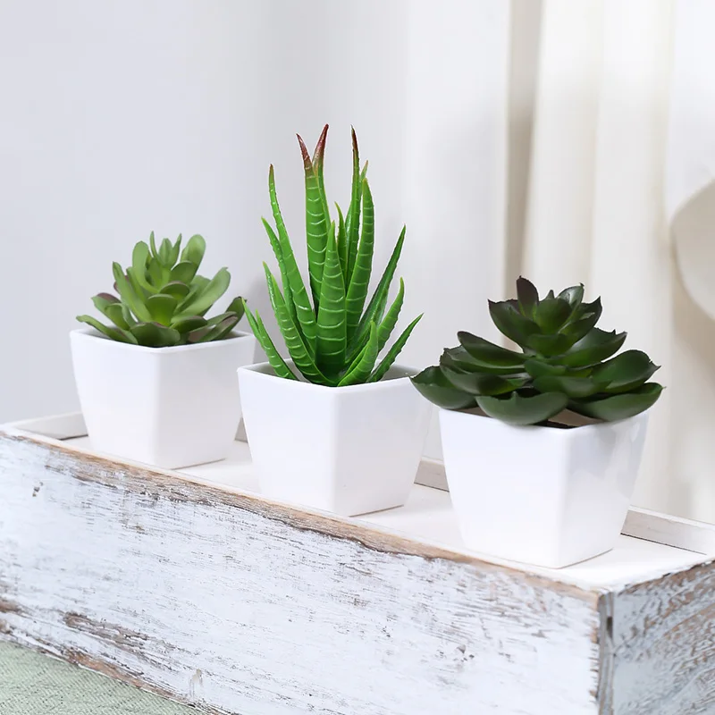 Trio of Decorative Faux Plants for Indoor and Outdoor Spaces