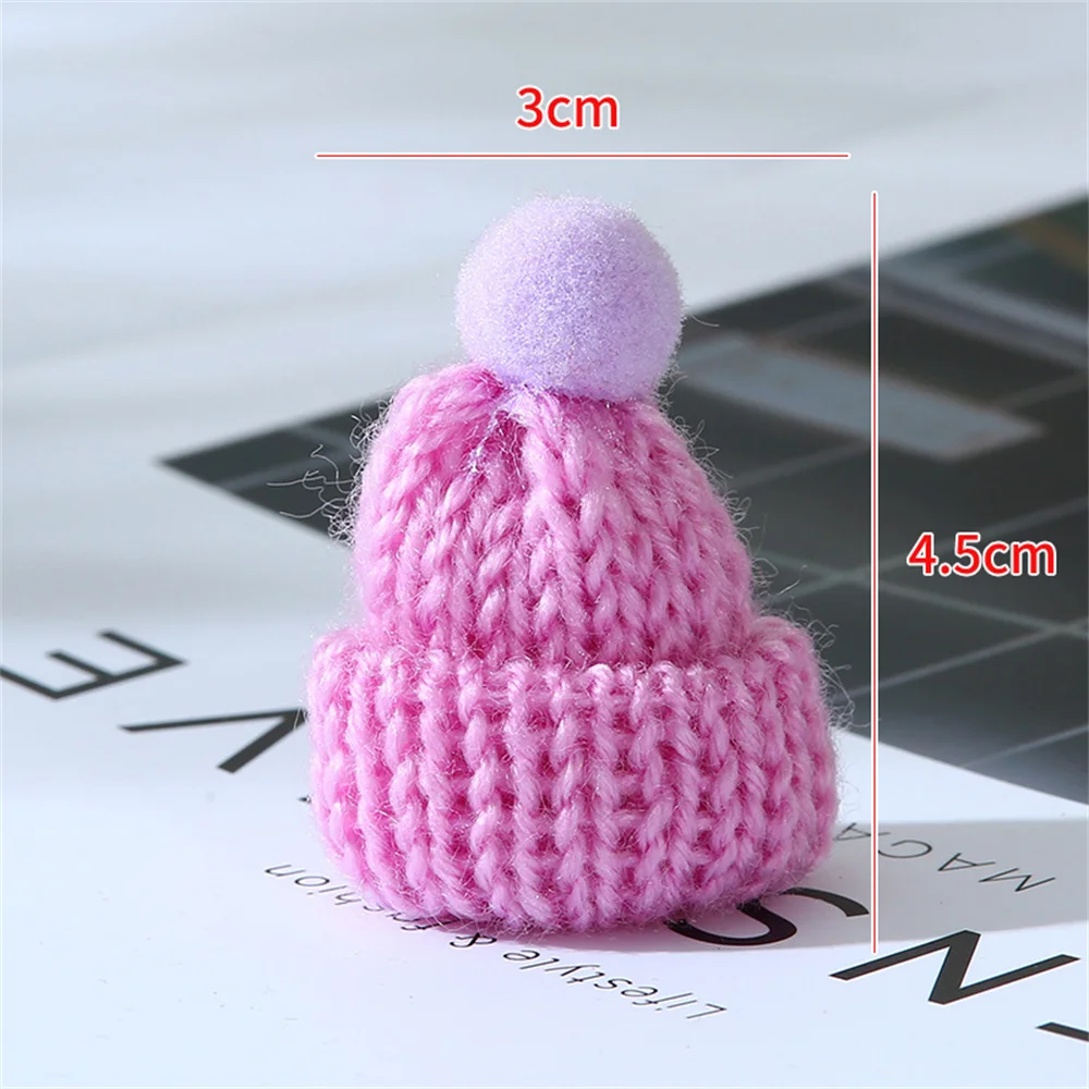 Mini Christmas Knit Hats Craft Knitting Hats Doll Craft Hat Christmas Tree Ornaments Diy Knitting Doll New Year Gift 4cm christmas beanie hat