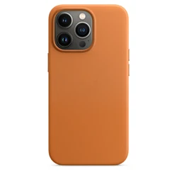 Elegant Deep Purple Leather Phone Case with MagSafe Charging Compatibility - iPhone 12 Pro (Orange)