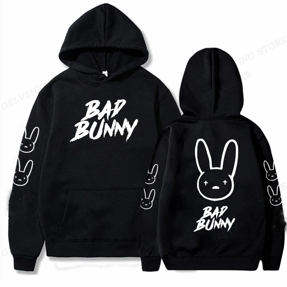 Sudadera con capucha de rapero Bad Bunny para hombre y mujer, jersey con estampado de conejo, ropa de calle de Hip Hop, chándal Unisex