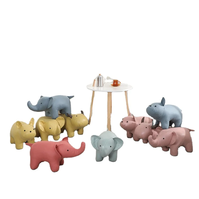 

Light Luxury Animal Solid Wood Bench Children's Sofa Stool Family Door Shoe Stool Creative Cartoon Living Room Decoration