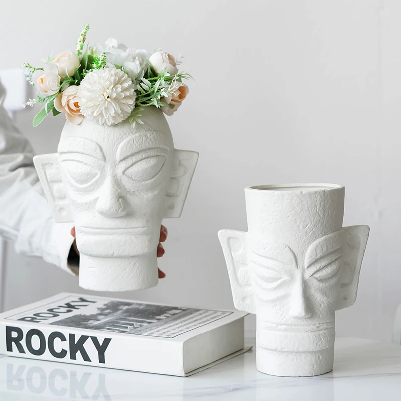 

Creative Abstract Face Ceramic Vase Porch Living Room Flower Arrangement Office Desktop Decoration Art Abstract Ornaments