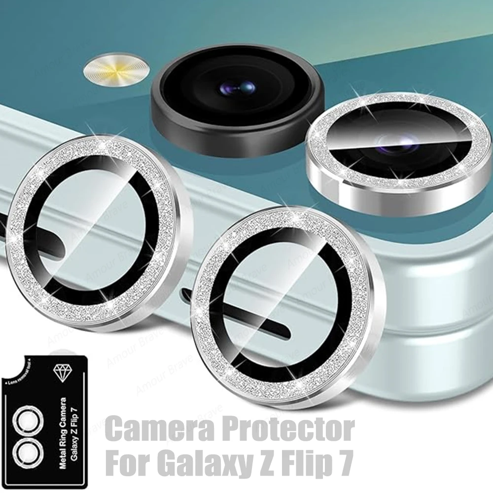 Diamond Glitter Camera Glass Lens Protector with Metal Ring