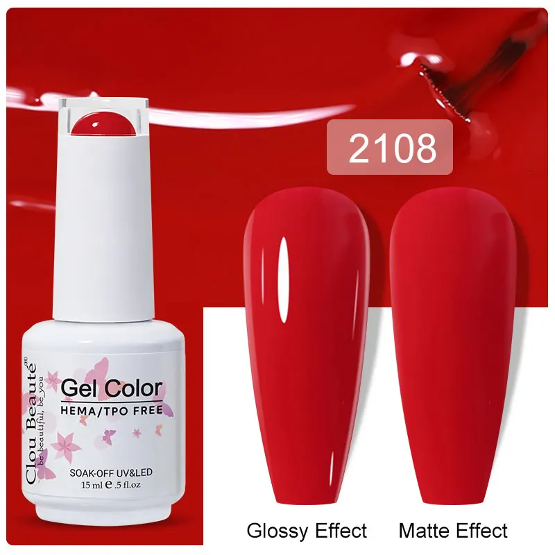 Clou Beaute 15ml Black Red Semi-Permanent Gel Nail Polish