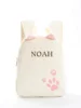 Customized Name Toddler Backpack Cartoon Solid Color Corduroy Large Capacity Backpack Embroidered Name Backpack 1