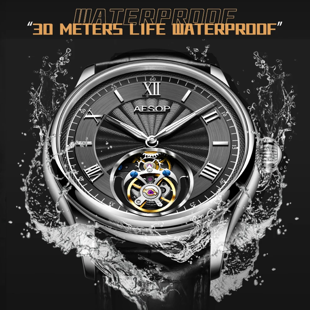 AESOP Official Watch Store Flying Tourbillon Movement Mechanical Wristwatches Skeleton Watches for Menes Luxury Waterproof