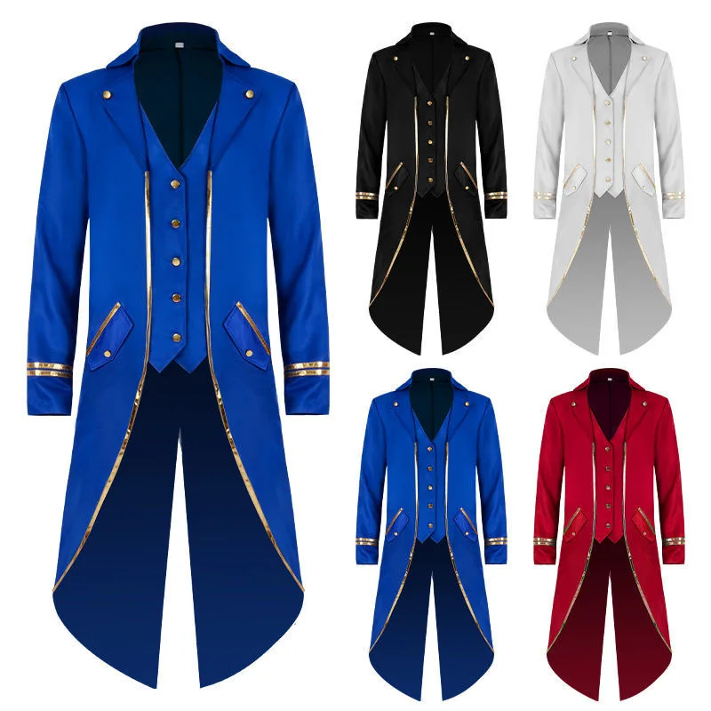 Z348Groom long retro swallowtail stage jacket men's new European style