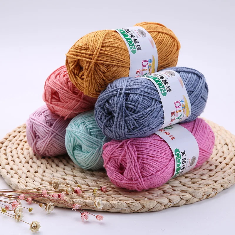 Pure Cotton Yarn Knitting Wool Yarn Needlework Dyed Lanas For Baby Kids Crochet Craft Coat Sweater Hat Dolls 3