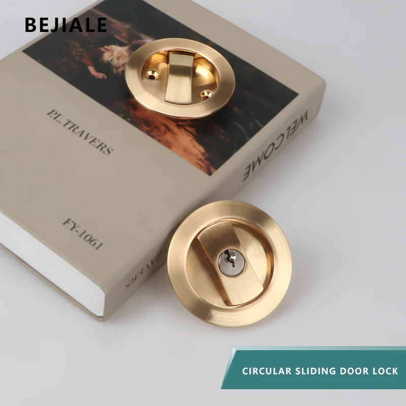Indoor Sliding Door Lock Invisible Round Double Hook Kitchen Bathroom Gold Sliding Door Lock Zinc Alloy Balcony Single Hook