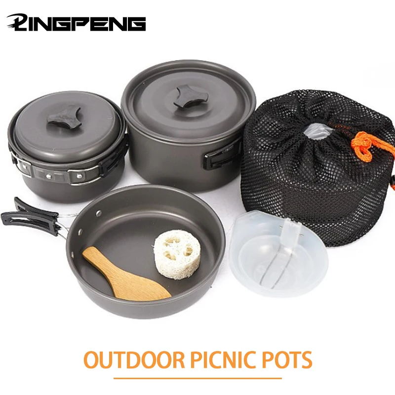 Camping Cookware Mess Kit Portable Cooking Set for Backpacking Outdoor Hiking and Picnic Pot Pan Folding |