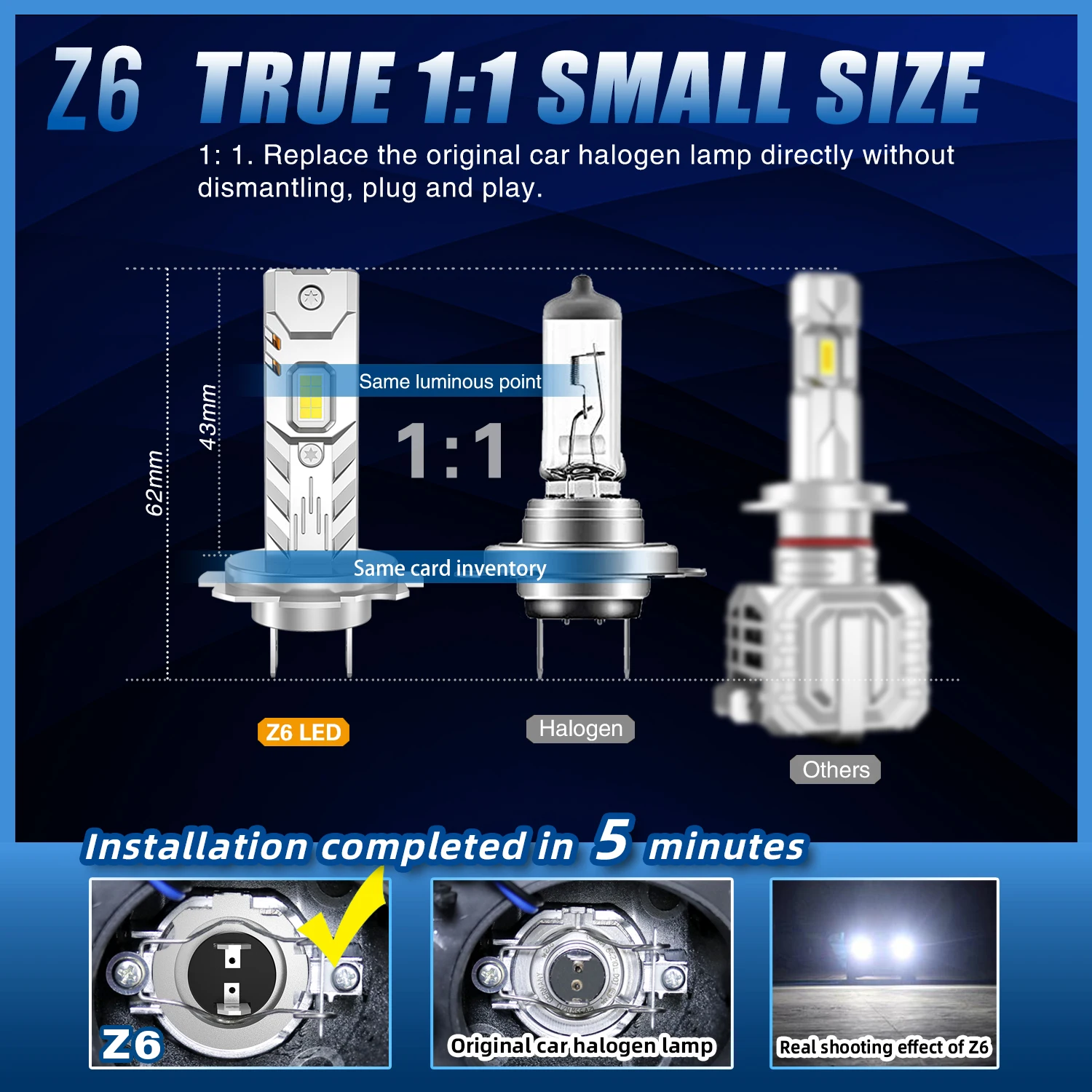 H7 H4 H1 LED 전구 초고휘도 캔버스 LED 자동차용 무선 스포트라이트 다이오드 자동차 헤드라이트 다이오드 안개등 12V