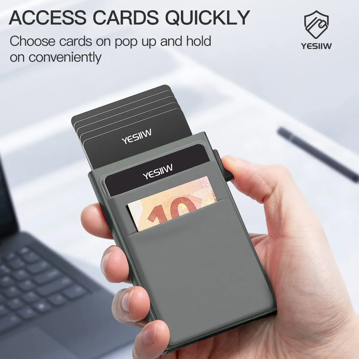 SEMORID-Rfid 스마트 지갑 카드 홀더 메탈 남성 비즈니스 신용 카드 팝업 지갑, 슬림 미니 메탈 발레