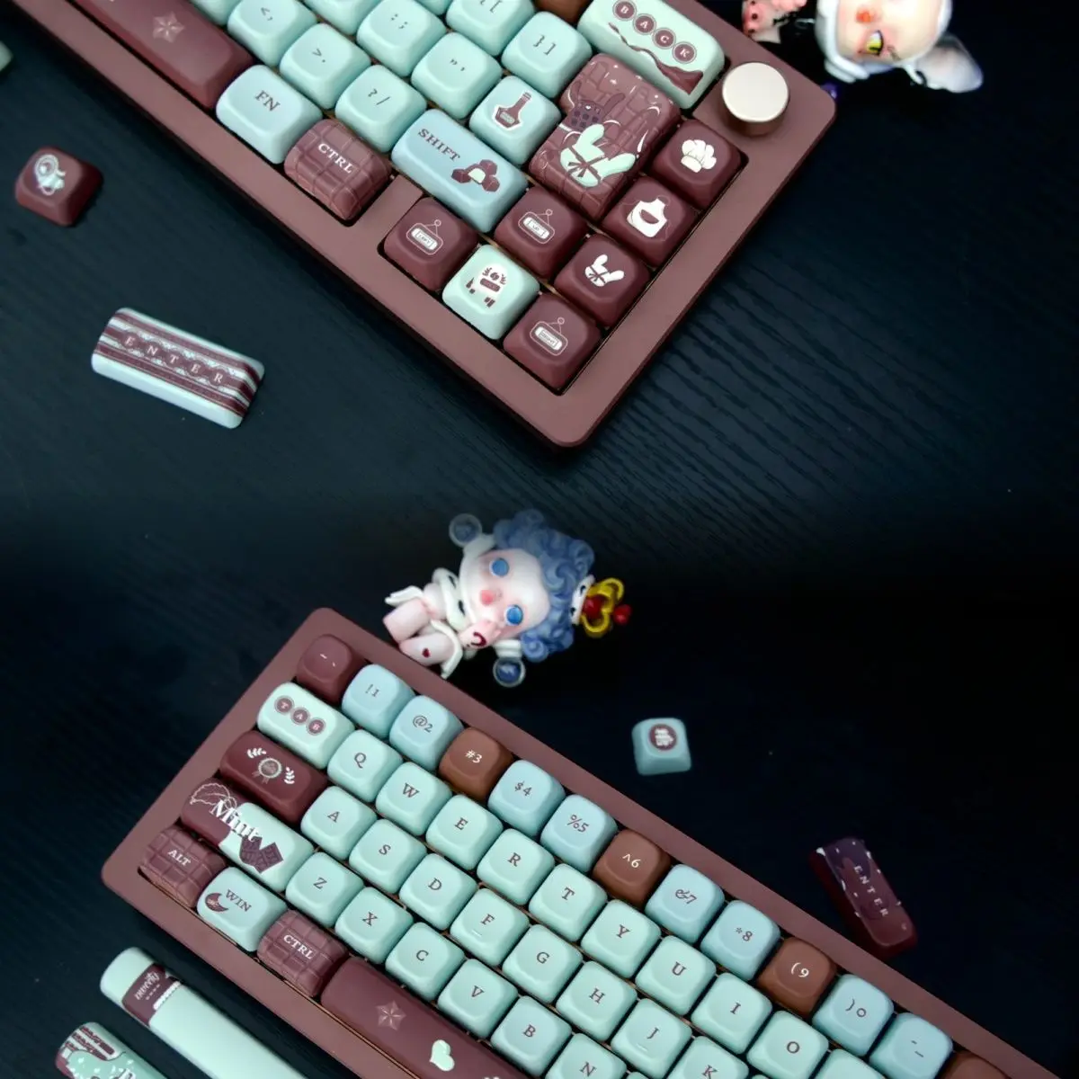 Teclado Mecânico Faça Você Mesmo Keycaps Blue Mint Frost Chocolate Keycaps Sublimação Pbt Eco Altura Bonito 138 Chaves - Imagem 4