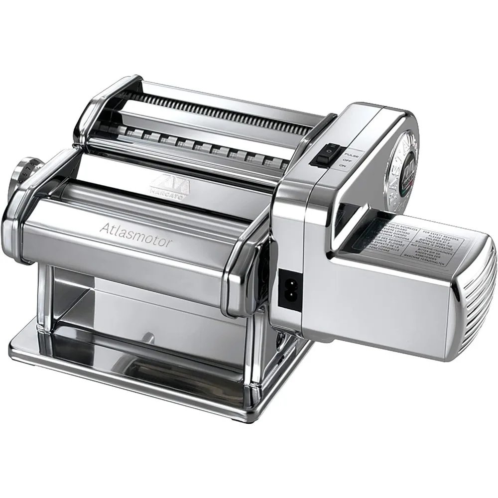 

MARCATO Made in Italy Atlasmotor 110V Electric Pasta Machine, Chrome Steel. Set includes Atlas 150, handcrank, clamp, Pastadrive