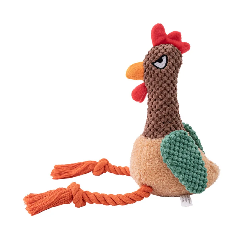 Resistant Puppy Molar Cleaning Teeth Cotton Rope Plush Rooster Dog Bite Rope Dog Toys Safe Durable Braided Bite Dog Chew Toys 1