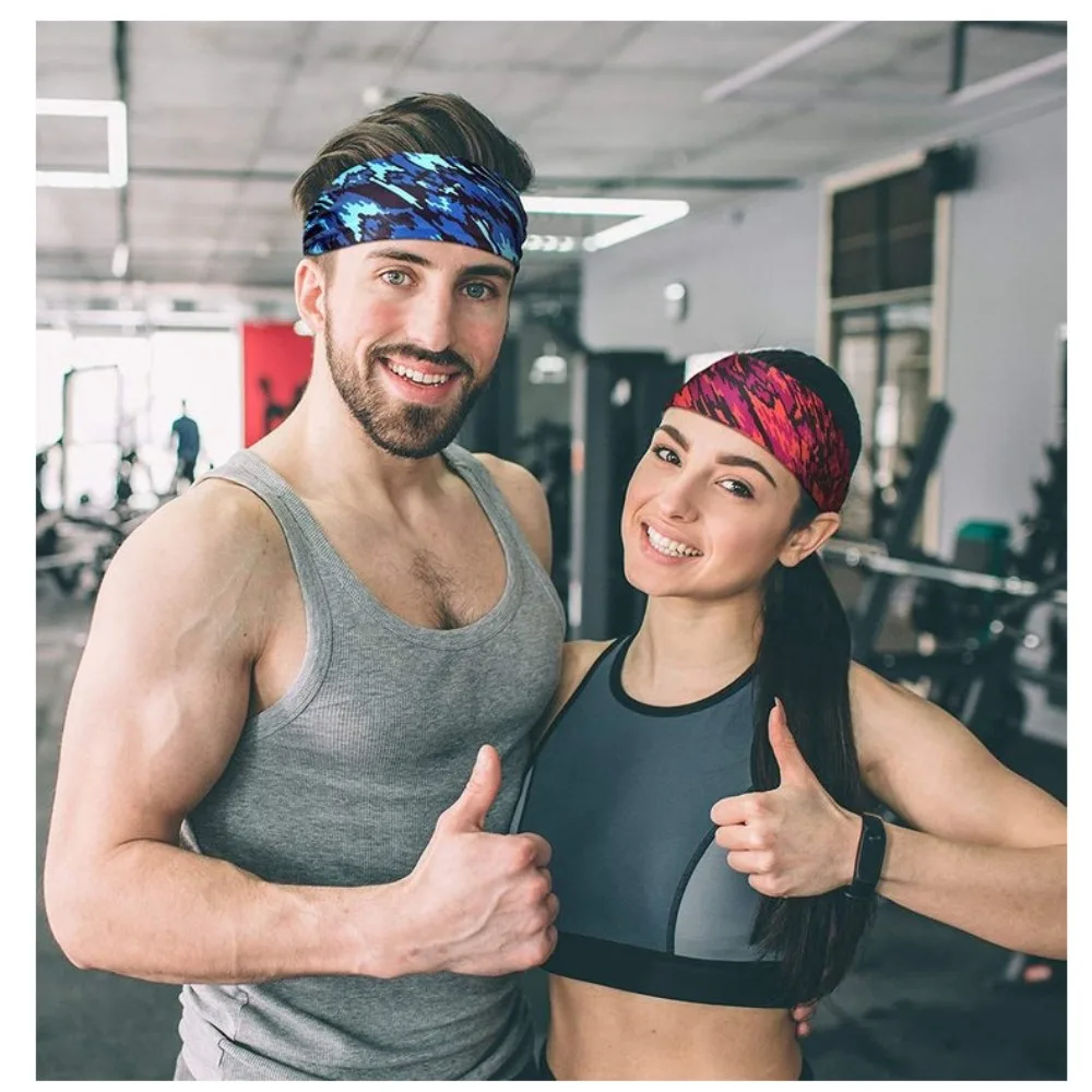 2 Fasce Elastiche Sportive Unisex, 105x6 Cm, Assorbono Sudore, Per Corsa, Tennis, Yoga, Fitness, Nero E Blu