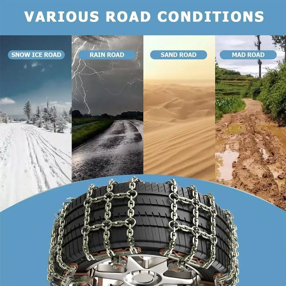 Tire Chains Snow Auto Tire Snow Chains Auto Tire Anti-skid Chain Mud Sand Metal Anti-skid Chain 195 285mm Car SUV Tires