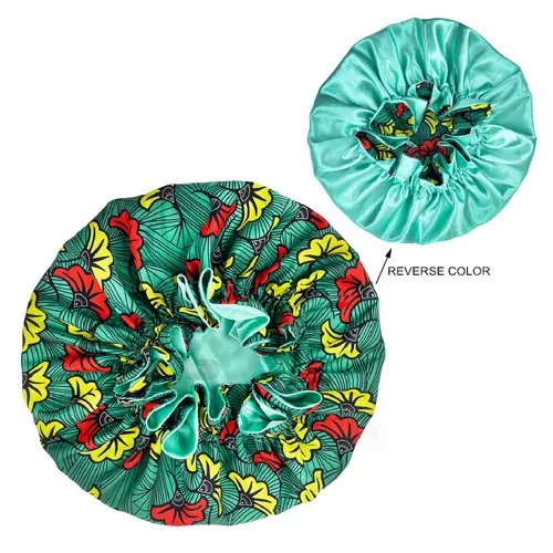 African Pattern Print Bonnet Hijabs Hat Women Night Sleep Cap Double Layer Satin Turban Extra Large Head Wear Lady Head Wrap Hat - Image 14